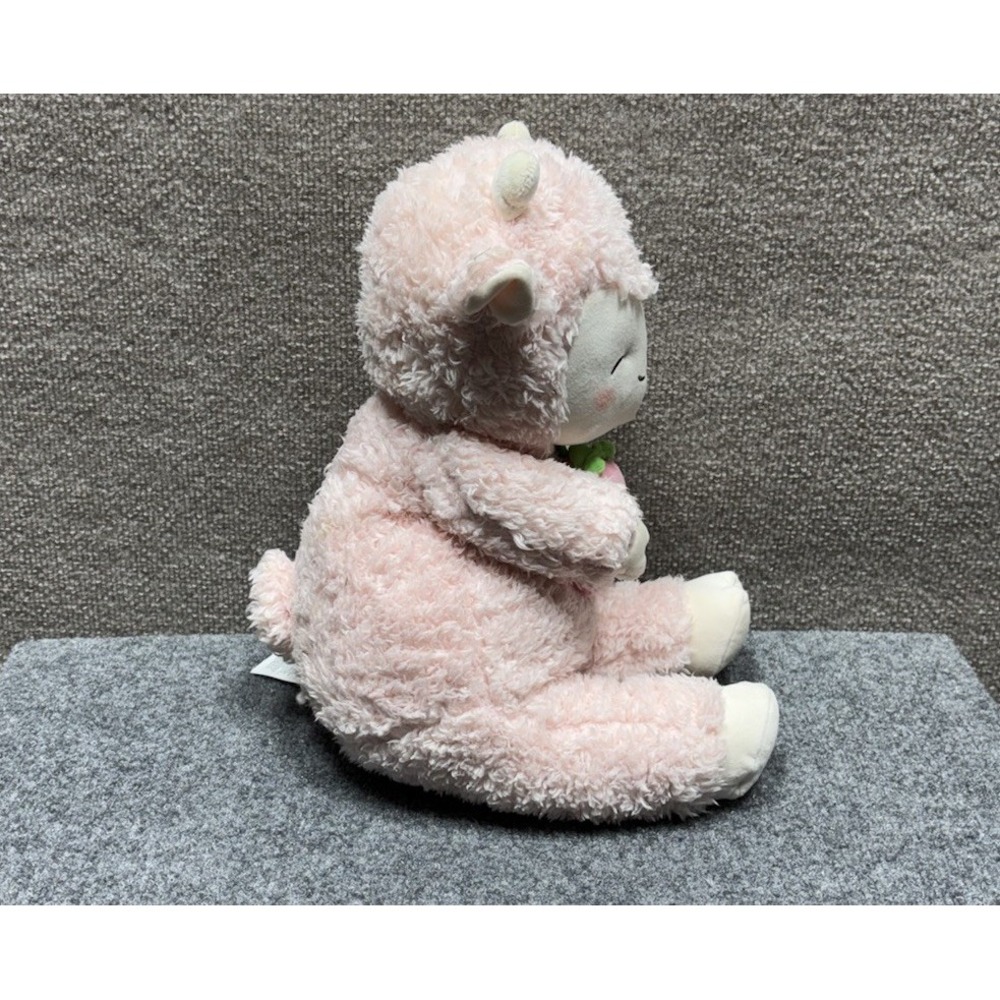 Miniso Pink Lazy Sleepy Blossom Plush Sheep Lamb 14" Holding Strawberry - Picture 4 of 6